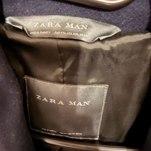Zara Man Dark Navy Wool Blend Peacoat like new, XXL