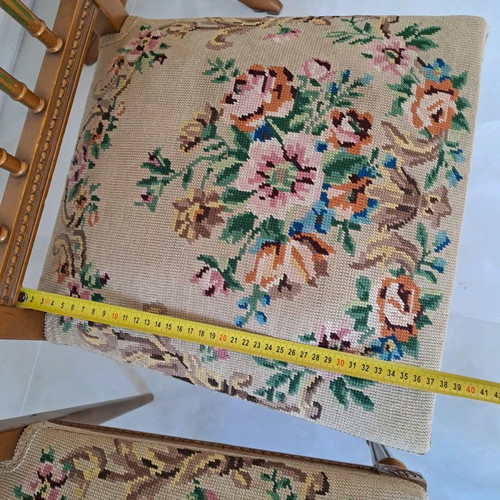 2 handmade chairs set with embroidery