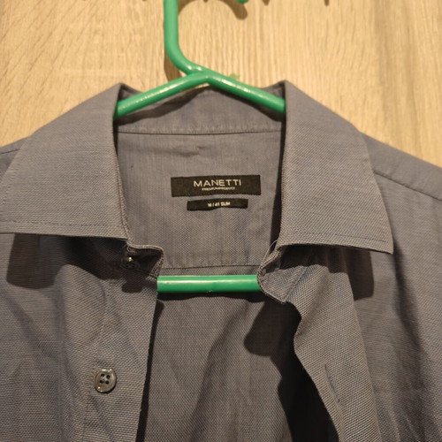 Manetti Cotton Shirt Slim Fit Medium Used, Gray