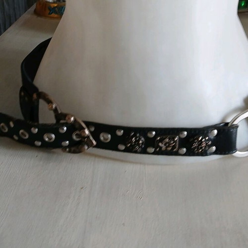 Zara leather belt size 85 like new, black with silver decorations