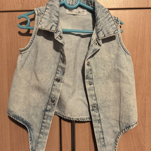 Zara Kids Denim Crop Top with Front Tie Size 3-4 Like New