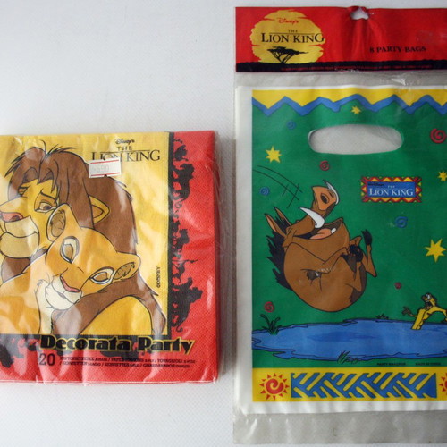 Vintage 90's The Lion King party set 20 paper napkins 7 bags Decorata new