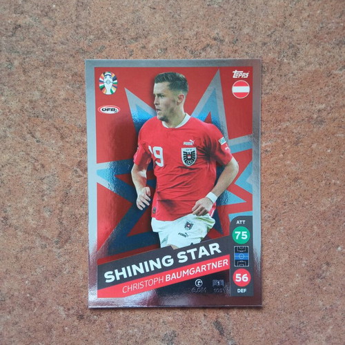 Topps Euro 2024 Match Attax Metal Shining Star κάρτα Christoph Baumgartner