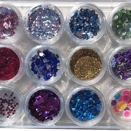 Nail Art Decoration set 14, 12 jars
