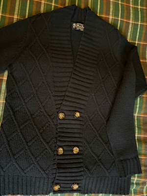 Μάλλινη ανδρική ζακέτα Pull&Bear μεταχειρισμένη, σκούρο μπλε, μέγεθος L