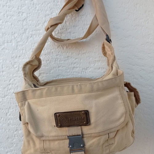 Crossbody bag, beige, large and spacious