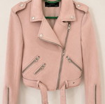 Zara Basic Limited Edition pink suede biker jacket, size XS