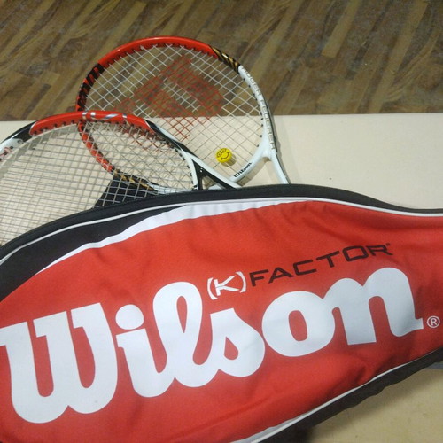 Wilson rackets used, set of 2 with case and balls