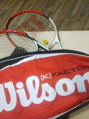 Wilson rackets used, set of 2 with case and balls