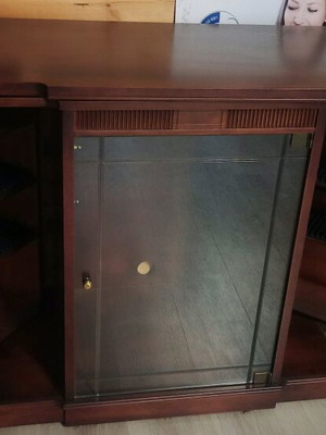 Spanish TV stand new, cherry brown with rotating base