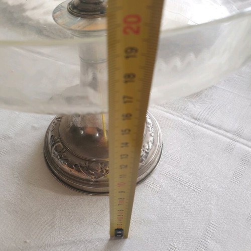 Vintage fruit bowl from the 1930s like new, crystal with engraved design