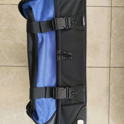 AmazonBasics Ripstop Wheeled Duffel Suitcase 87 Liter Blue like new