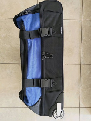AmazonBasics Ripstop Wheeled Duffel Suitcase 87 Liter Blue like new
