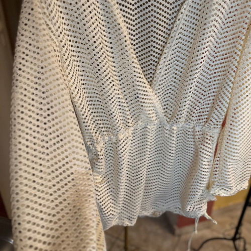 Λευκή διάτρητη μπλούζα και παντελόνα boho style σαν καινούργια