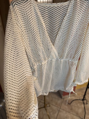 Λευκή διάτρητη μπλούζα και παντελόνα boho style σαν καινούργια