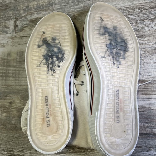U.S. Polo Assn. high top sneakers white canvas used, men's size 9.5