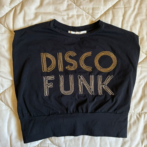 Trash & Luxury Disco Funk Embellished Open Back Cropped Top Size S like new