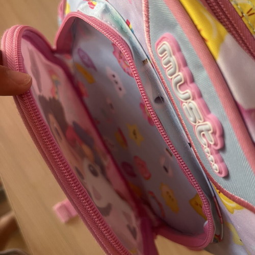 Must Team Preschool Backpack used, colorful with bottle holder