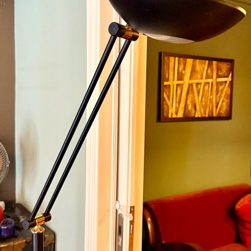 Floor lamp used, black with gold details
