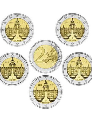 SAC Germany 2 Euro 2016 A-D-F-G-J new, Saxony