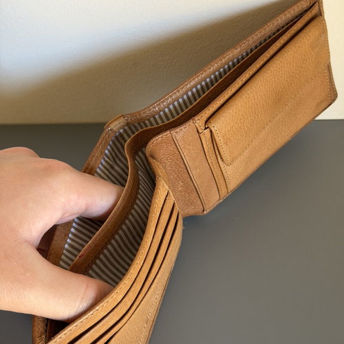 Tommy Hilfiger leather men's wallet used, tan color