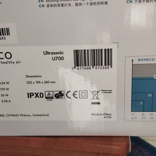 Boneco U700 UltraSonic humidifier used, excellent condition