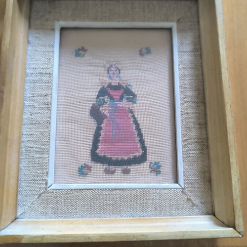 Hearts with handmade embroidery, vintage