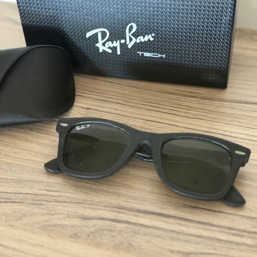 Ray Ban Wayfarer sunglasses used, special leather version, polarized lenses