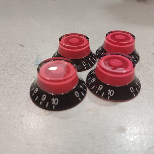 Set of 4 guitar potentiometer knobs new, black and red