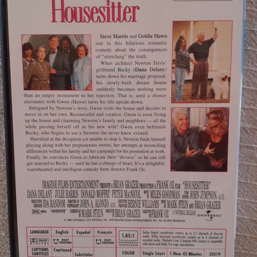 Housesitter DVD with Steve Martin and Goldie Hawn, Region 1, English subtitles