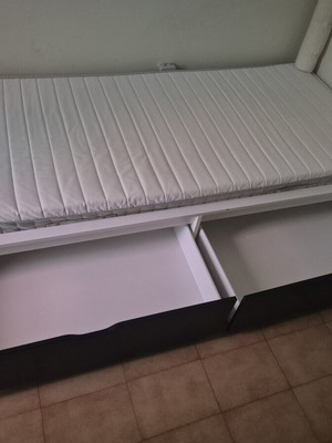 Bed with storage space used