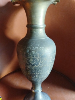 Brass vase used with handmade engraved designs