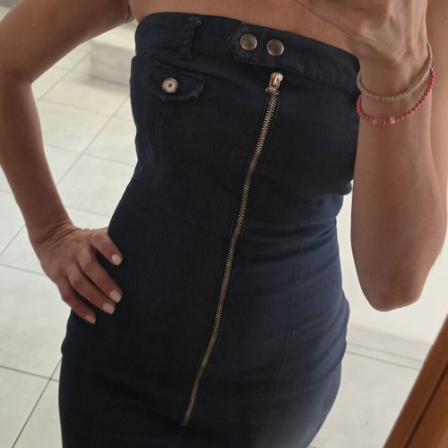 Strapless denim dress dark blue, like new, Paranoia