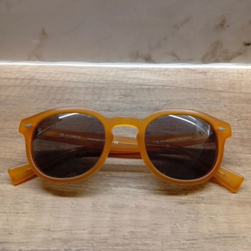 El Greco handmade sunglasses used, yellow frame with black gray lenses