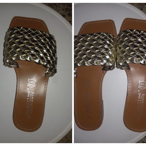 La Bottine Souriante women's summer leather slippers size 36 brown and gold new