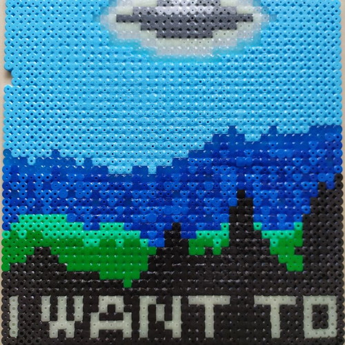 Handmade The X Files I Want To Believe poster with beads