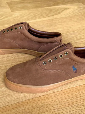 Polo Ralph Lauren Nubuck Кожени Обувки Без Връзки Кафяви Нови EU44 US11