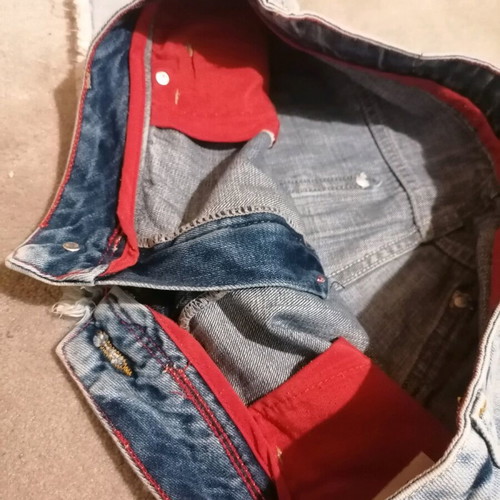 Bershka denim shorts with English flag embroidery used, size 40