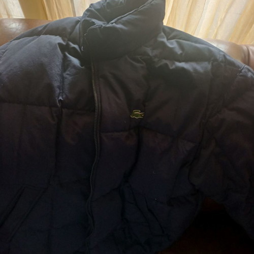 Lacoste down jacket used, size S, blue with hood
