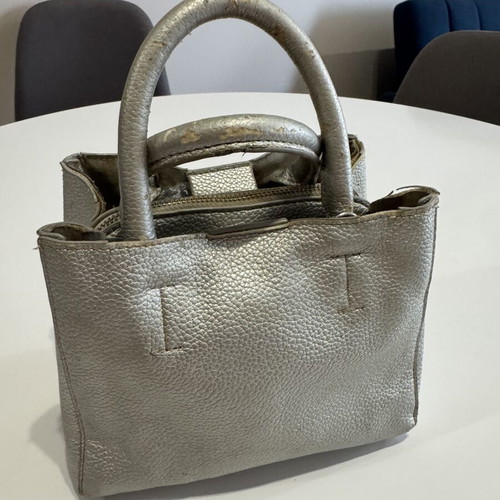 Steve Madden silver leather handbag used with worn spots