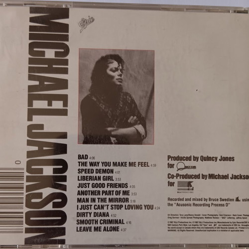 Michael Jackson Bad CD used, 1st American edition 1987