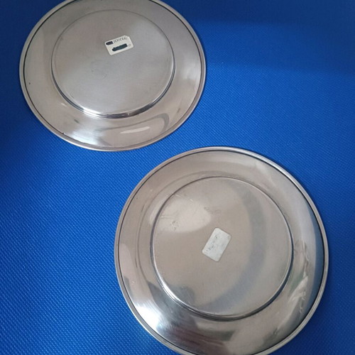 Set of 2 small stainless steel plates - coasters new with design