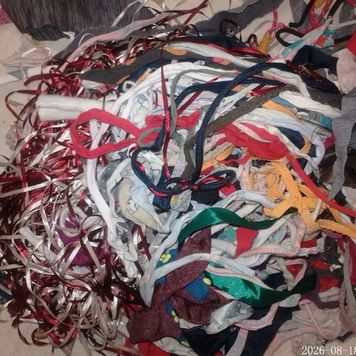 Fabric remnants small strips, approx. three small bags