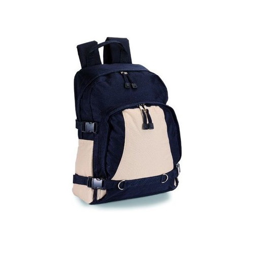 Backpack new with front pocket beige and blue