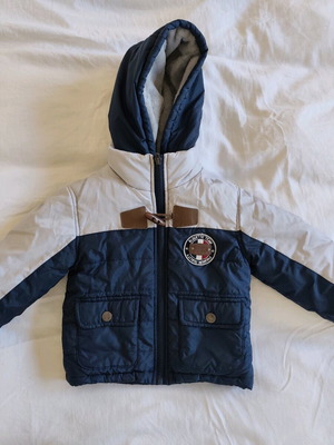 Allouette jacket used, children's winter coat with hood, blue-white