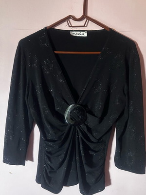Midi blouse black new with decorative buckle