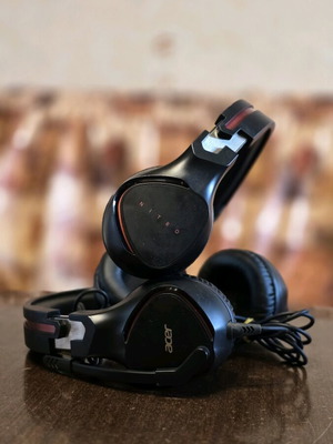 Acer Nitro gaming headphones with microphone used