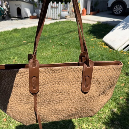 Shopping bag brown shoulder A To Z Greek new with large space
