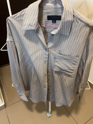 Zara striped shirt, grey and blue, size S