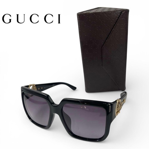 Gucci sunglasses new black square frame with horsebit detail